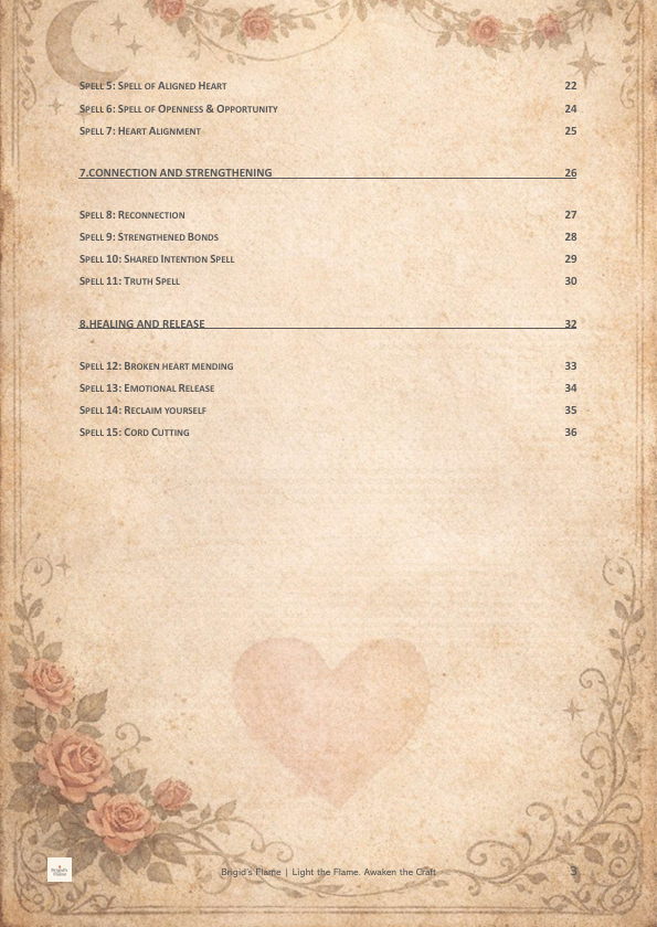 Love Magick contents page 2