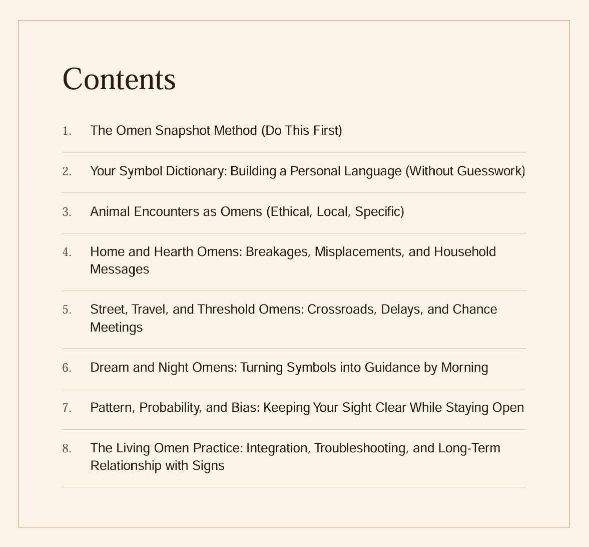 Omenology: A Witch’s Guide to Signs, Symbols & Omens contents page 1